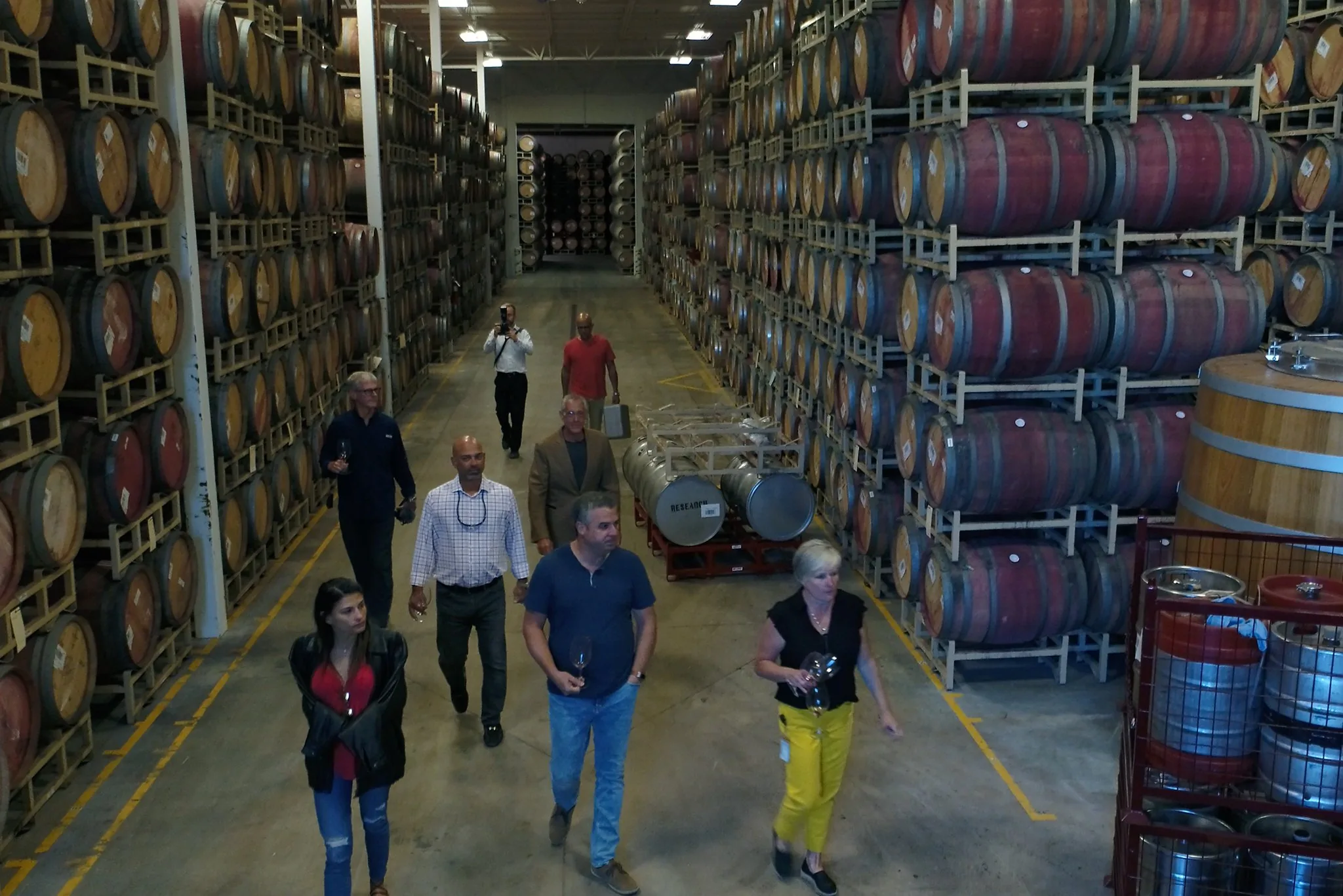 Touring the barrel room at Chateau Ste. Michelle.